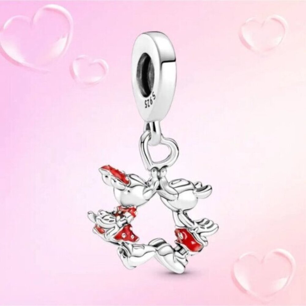 PANDORA Disney Mickey Minnie Mouse Kiss Charm